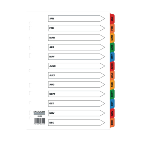 A4 Mylar Dividers Jan-Dec