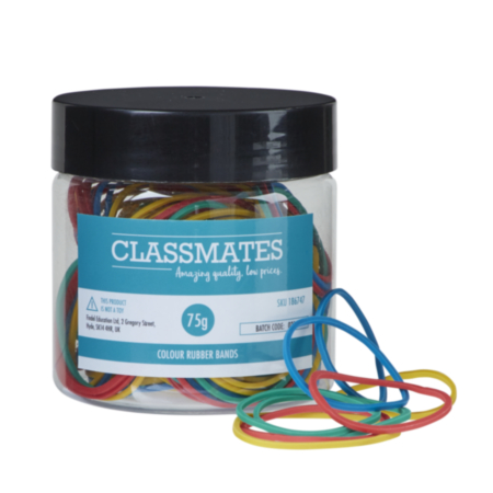 C M Colour Rubber Bands Tub75g