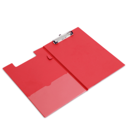 PVC Clipboard Foldover Red Pack 10