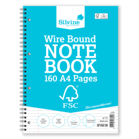 Silvine Fsc Tw Notebook A4 80l 8mm Mrgn