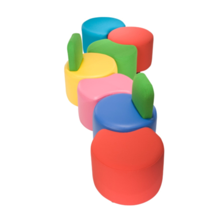 Children&#039;s Smile Modular Vinyl Upholstered Stool Set - 7 Pieces