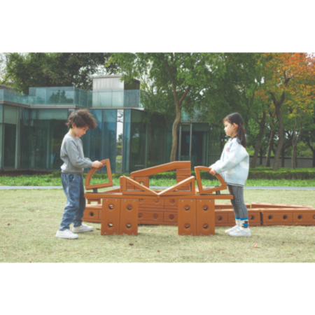 Indoor Outdoor Wooden Construction Blocks - Medium Set (60 Pieces)