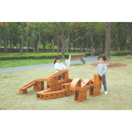 Indoor Outdoor Wooden Construction Blocks - Medium Set (60 Pieces)