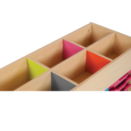 Bubblegum 6 Bay Double Sided Wooden Mobile Kinderbox with Shelf