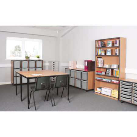 Wooden Open Bookcase with Coloured Edging and Adjustable Shelves