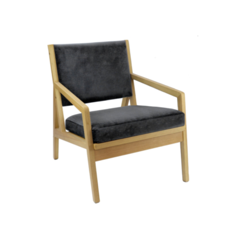 Hanna Single Seater Sofa With Wooden Frame - Grey Fabric