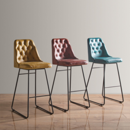 Harland Vintage Leather Cafe Bistro Bar Stool