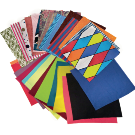 Plain And Patterned Fabric Squares  Pack 25