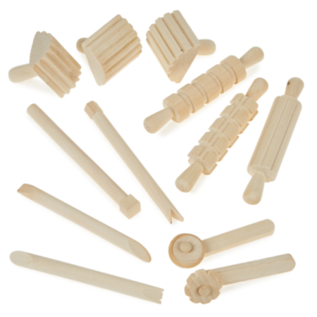 Wooden Dough Tools Set  Pack 12