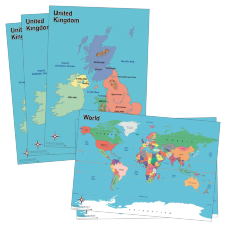 World And Uk Deskmaps Pack Of 5