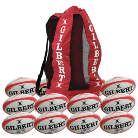 G-tr4000 School Pe Training Rugby Balls, Size-3-White-Red,Pack of 12 