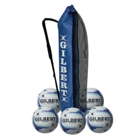 Gilbert Spectra School Netball- White -Size 5- Pack of 5 