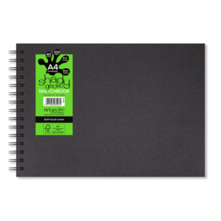 A4 Spiral Sktchbk Landscape 40pgs Blk  Pack 5
