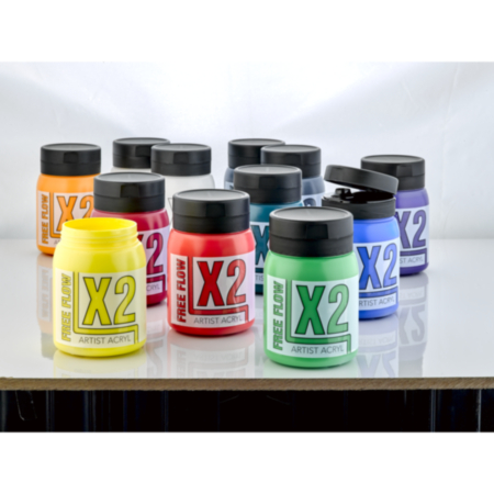 X2 Free Flow Acryl 500ml Asrtd Set Of 12