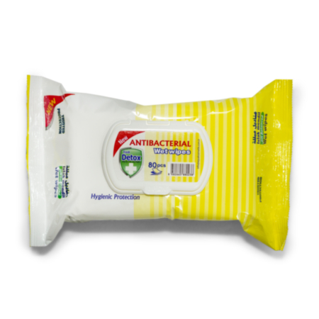 Detox Antibacterial Wipes  Pack 80 15x17cm