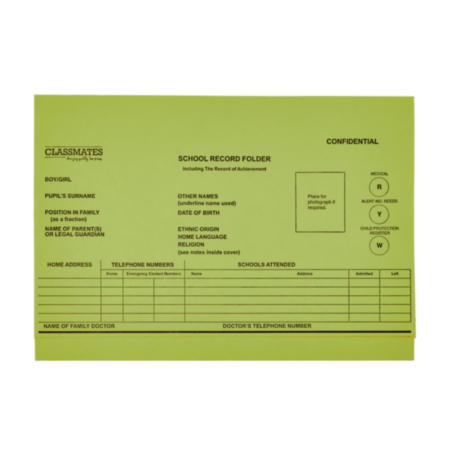 School Record Folder Green Pack 10
