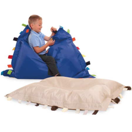 Touch Tags Bean Bag Floor Cushions - 2 Pack (1 Blue and 1 Natural)