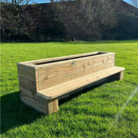 Outdoor Wooden Bench Planter