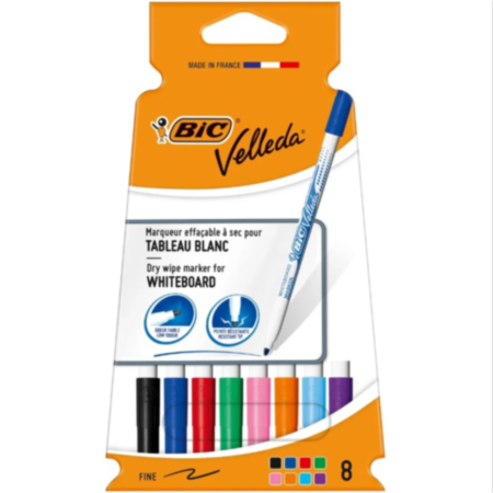 Bic Velleda 1721 Dry Wipe Fine Ass Pack 8