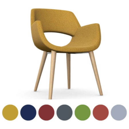 Fielder Reception Chair with 4 Wooden Legs
