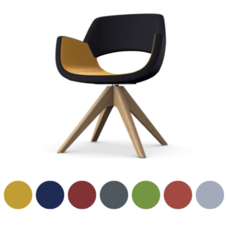 Fielder Reception Chair with Wooden Pyramid Base