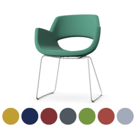 Fielder Reception Chair with Metal Skid Base