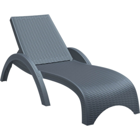 Fiji Durable Weather-Resistant Resin Sun Lounger-Dark Grey