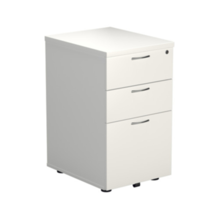 3 Drawer Under Desk Pedestal - White