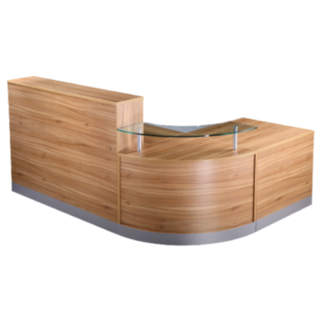 Reception Counter with Glass Shelf and Kickplate - American Black Walnut