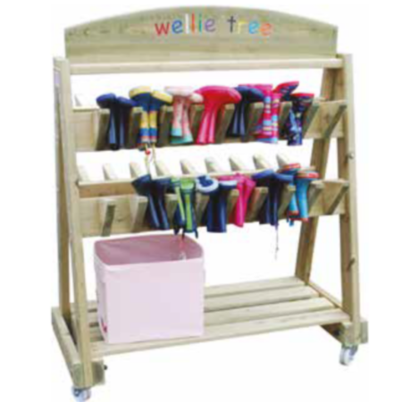 Outdoor Wooden Wellie Tree Storage Rack