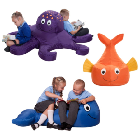 Sea Life Creatures Bean Bag Set - Octopus, Fish and Whale