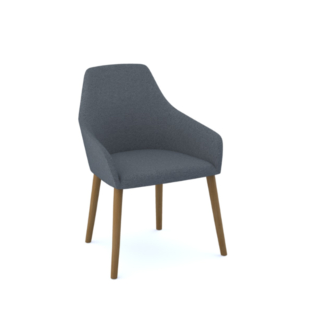 Juna Fully Upholstered Medium Back Lounge Chair with 4 Oak Wooden Legs - Late Grey