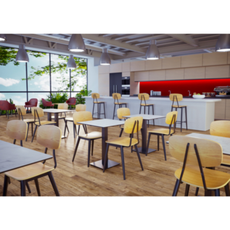 Juna Indoor Oak Plywood and Black Steel Bistro Chair