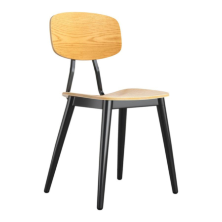 Juna Indoor Oak Plywood and Black Steel Bistro Chair