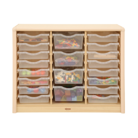 Early Years Elegant Small and Large Maple Tray Storage Cabinet 
