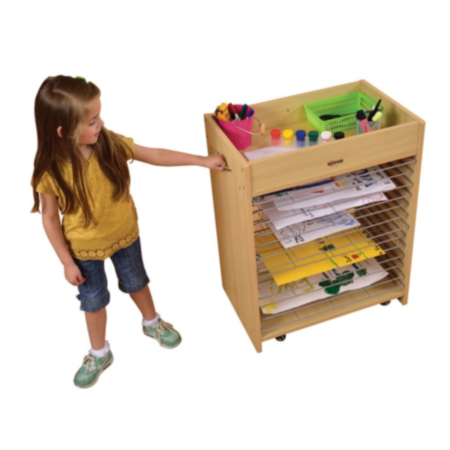 Early Years Wooden Art Storage Trolley With Drying Rack