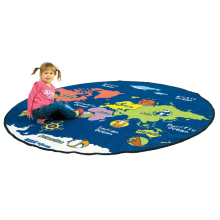 Indoor Classroom Map of the World Educational Rug 
