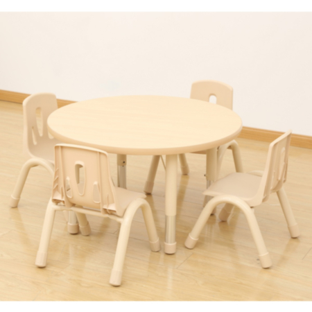 Elegant Height Adjustable Round Classroom Table and Stacking Chairs Bundle Deal