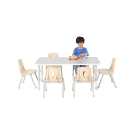  Thrifty Grey Rectangular Height Adjustable Classroom Table - 6 Seater