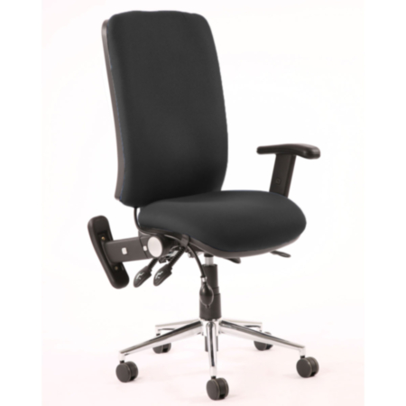 Chiro High Back Task Operators Chair Black With Height Adjustable And Folding Arms