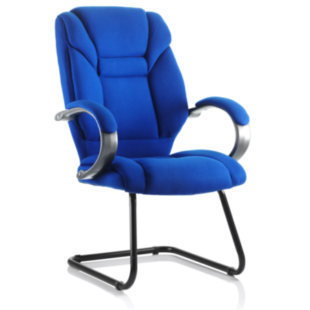 Galloway Cantilever Chair Blue Fabric With Arms