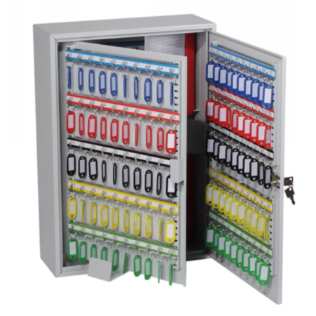 KC Series Steel Key Cabinet Safe With 200 Hooks And Key Lock - Light Grey