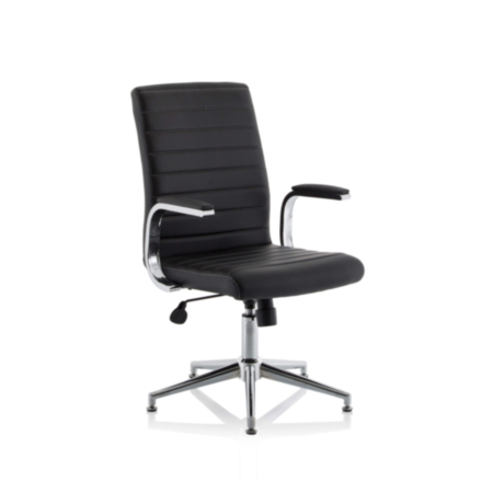Ezra Executive Black Leather Chair With Glides