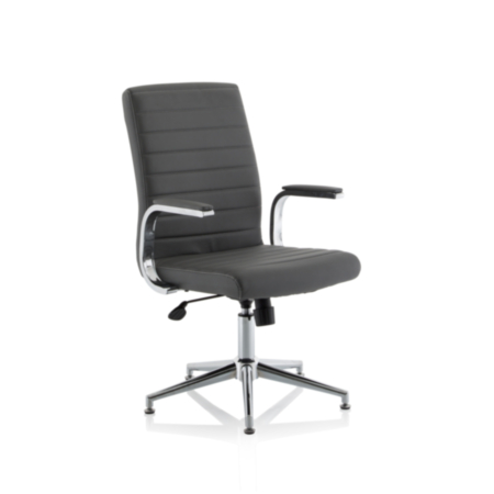 Ezra Executive Grey Leather Chair With Glides