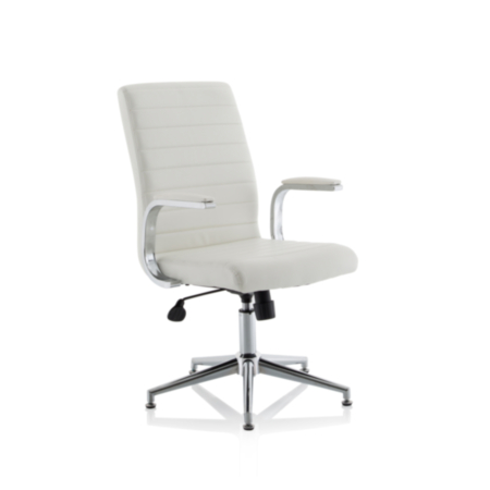 Ezra Executive White Leather Chair With Glides