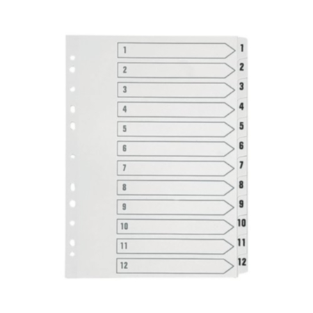Q-Connect 1-12 Index Multi-punched Polypropylene White A4 KF01354
