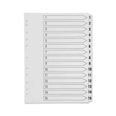 Q-Connect 1-15 Index Multi-punched Polypropylene White A4 KF01355