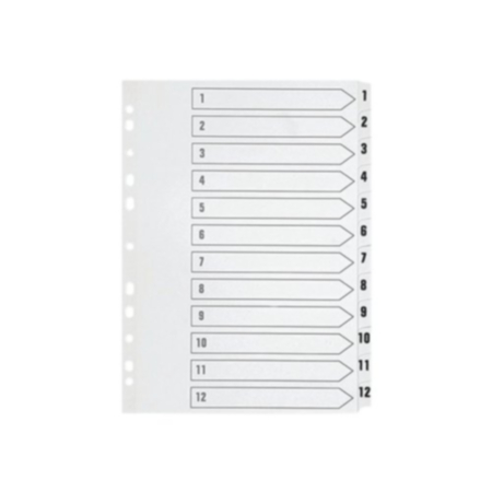 Q-Connect 1-12 Index Multi-Punched Reinforced Board Clear Tab A4 WhiteKF01529