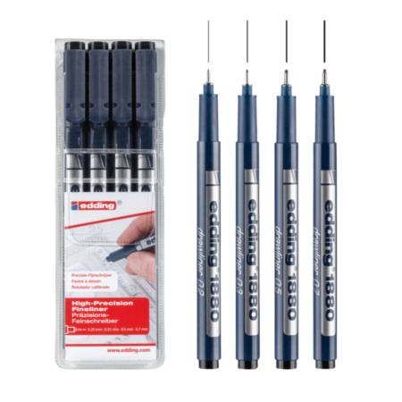 Edding 1880 Drawliner Black  Pack 4