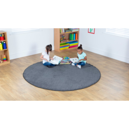 Luxury Super Soft Circular Classroom Carpet - Grey
